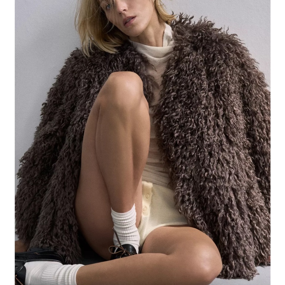 🐻🤎 ZARA ZW COLLECTION FAUX FUR COAT